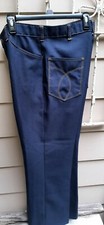 Vintage 70s Mens Pants W/ Flares Navy With Gold Top Stitch 32 X 28