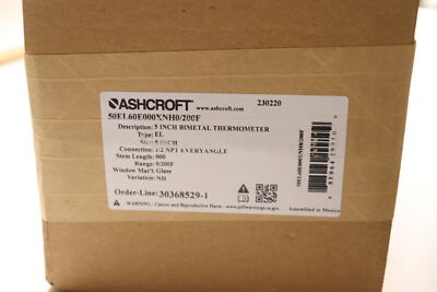 Ashcroft Thermometer Bi-Metal Sealed 50EL60E000XNH0/200F