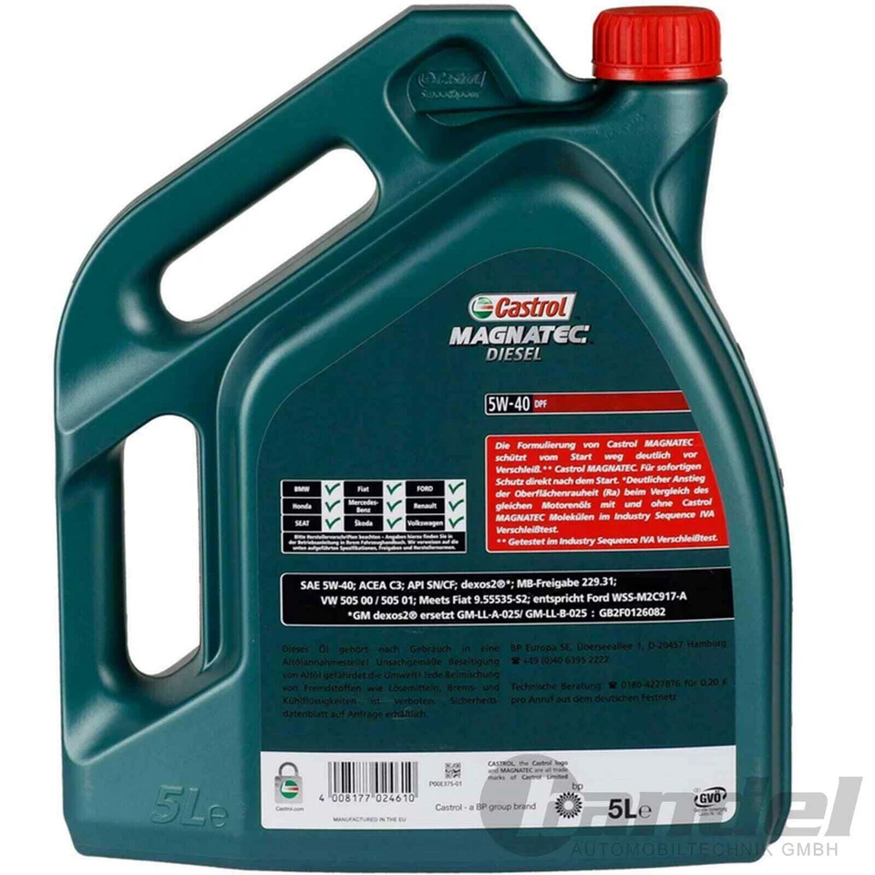 5 L CASTROL MAGNATEC 5W40 DPF passend für FIAT 9.55535-S2 FORD M2C917A VW 505.00 - Bild 3 von 4