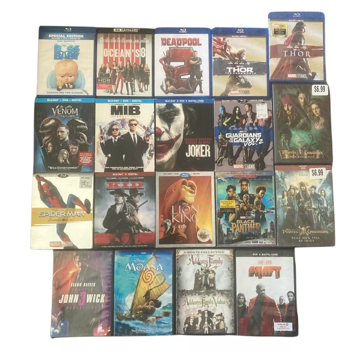 Blu-Ray / DVD Lot (Set of 19) Marvel Pirates of the Caribbean Disney Slip  Covers