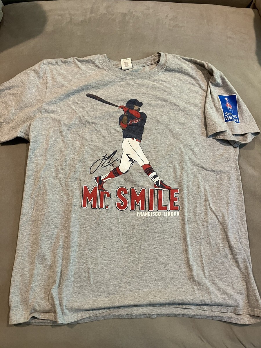 Cleveland Indians Francisco Lindor Smile Gray Promo T