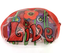 Brighton NEW Live Tote Pouch Clear & Red Zips Wide Open