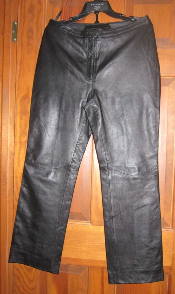 Pantalones de cuero Express vintage para mujer talla 11/12 Y2K años 90 negros piel de cordero italiano Foto 4 de 4