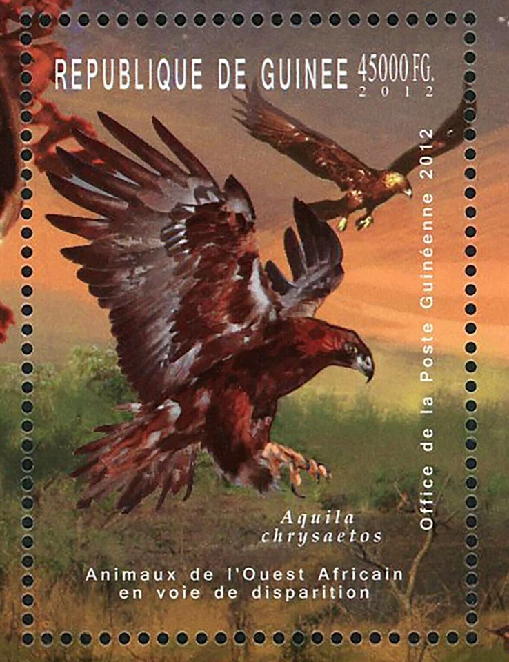 Sello de pájaro águila Aquila Chrysaetos fauna africana S/S MNH #9192 / Bl.2081 Foto 2 de 4