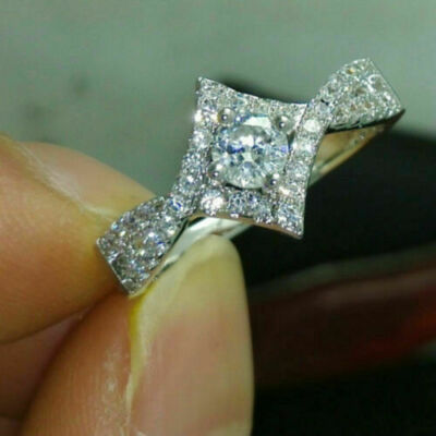 Expensive 2Ct Round-Cut Diamond Halo Engagement Wedding Ring 925 Sterling Silver