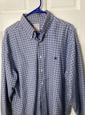 BROOKS BROTHERS BUTTON SHIRT -Mens Large-Non Iron- Blue-GOLDEN FLEECE Logo