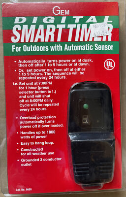 Gem Digital Smart Timer - # 0608, 1000 Watt, Automatic Sensor, Outdoors ...