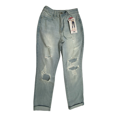 YMI Dream Collection Women's Light Wash Distressed Mom Jean Size 5/27