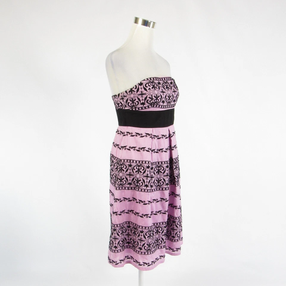 Vestido cintura imperio HELEN WANG bordado geométrico negro lavanda 6 Foto 3 de 4