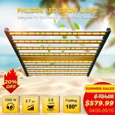 Phlizon 1000W LED Grow Light Plant Lamp Full Spectrum for Indoor Veg Flower