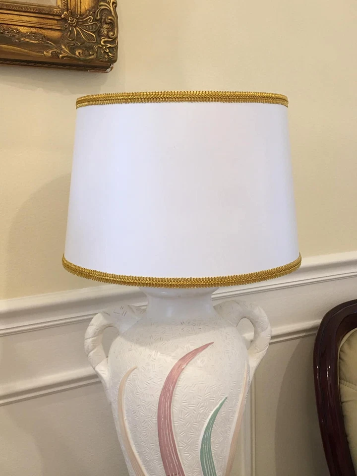 Tambor Pantalla Hecho a Mano Blanco y Dorado Decoración del Hogar Moderno Contemporáneo Hecho en EE. UU. Foto 4 de 4