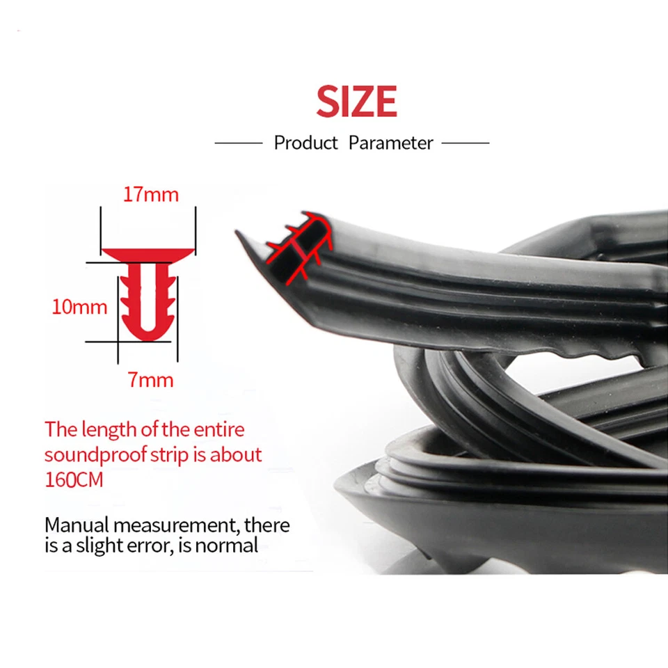 Tira de sello de empuje de coche de 1,6 m tablero de instrumentos parabrisas hueco goma motor aislamiento acústico Foto 2 de 4