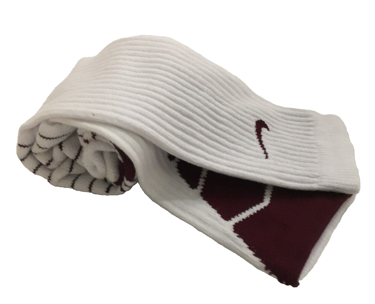 Nike Blk Sport Cushion Elite Crew Dri-Fit Socks White Maroon size XL-  PSX300 112