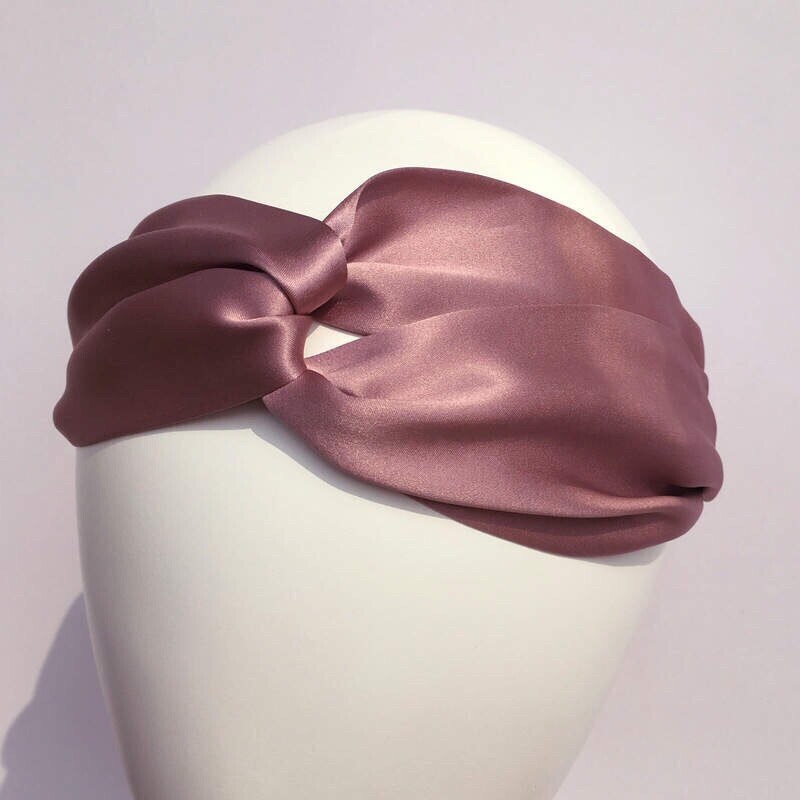 Lotus Pink 100% Mulberry Silk Satin Twisted Headband Headwear Hair Accessories