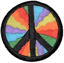 Peace Sign Applique Patch - World Peace Colorful Embroidered Badge 2" (Iron On)