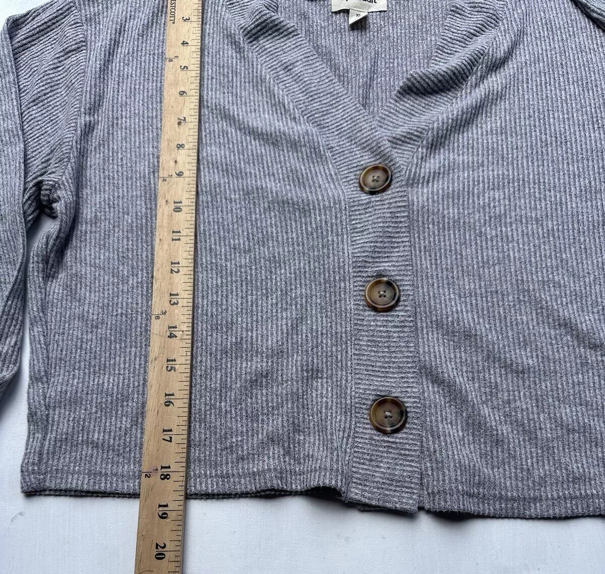 Open Edit Ribbed Cropped Button Down cardigan Ove… - image 3