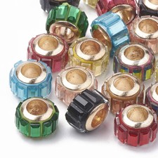 100pcs Faceted Glass Beads European Large Hole Bead for Bracelet Necklaces Decor