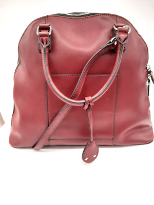 Emma & sophia Maroon leather zipper top shoulder bag NWOT