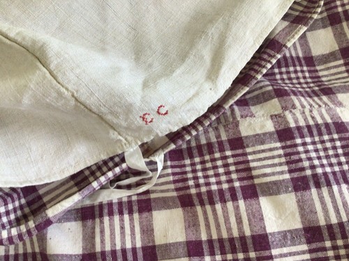 Antique Vintage French Kelsch Linen Duvet Cover Rare Purple Plaid - Picture 6 of 10