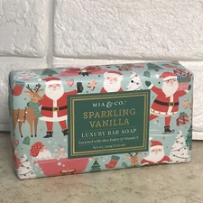 Mia & Co Holiday Sparkling Vanilla Luxury Bar Soap Shea Butter & Vit E 7 Oz New