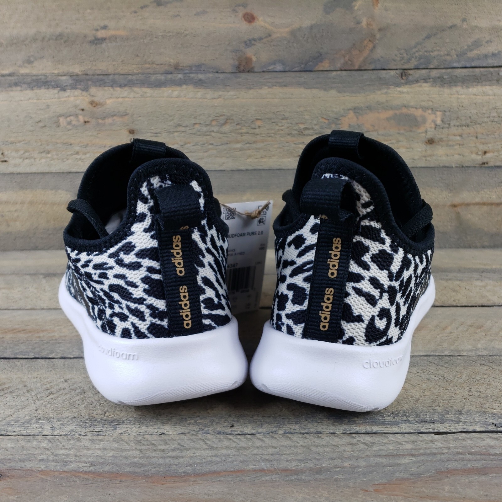 Size 7 - adidas Cloudfoam Pure 2.0 Black White Leopard W for sale  
