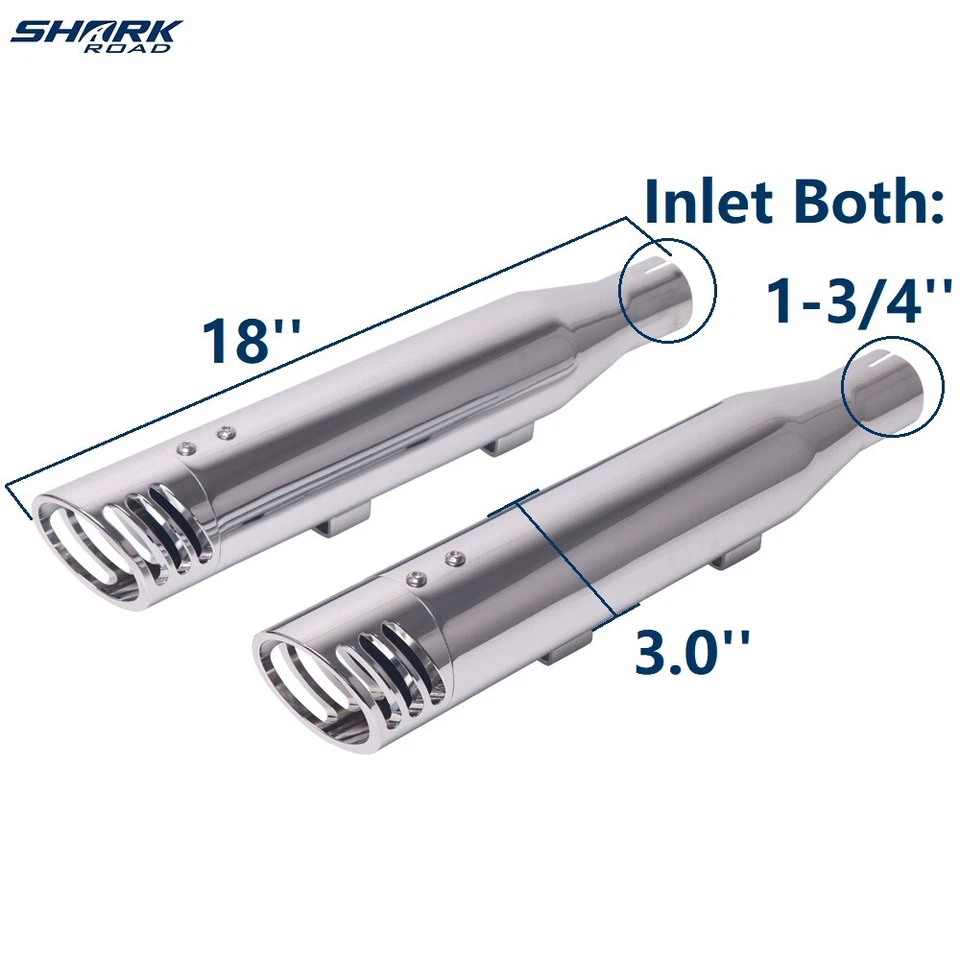 Silenciador de escape cromado deslizable de 3" para Harley 14-22 Sportster XL 883/1200, 3020CC Foto 4 de 4