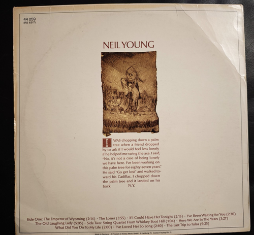 LP. NEIL YOUNG: Same, first. Reprise Rec 44059 (RS 6317) D-Pressung. Vinyl top! - Bild 2 von 7