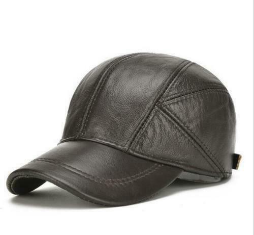Sombreros con solapa de cuero genuino para hombre invierno cálida gorra de béisbol al aire libre sombreros informales - Imagen 11 de 11
