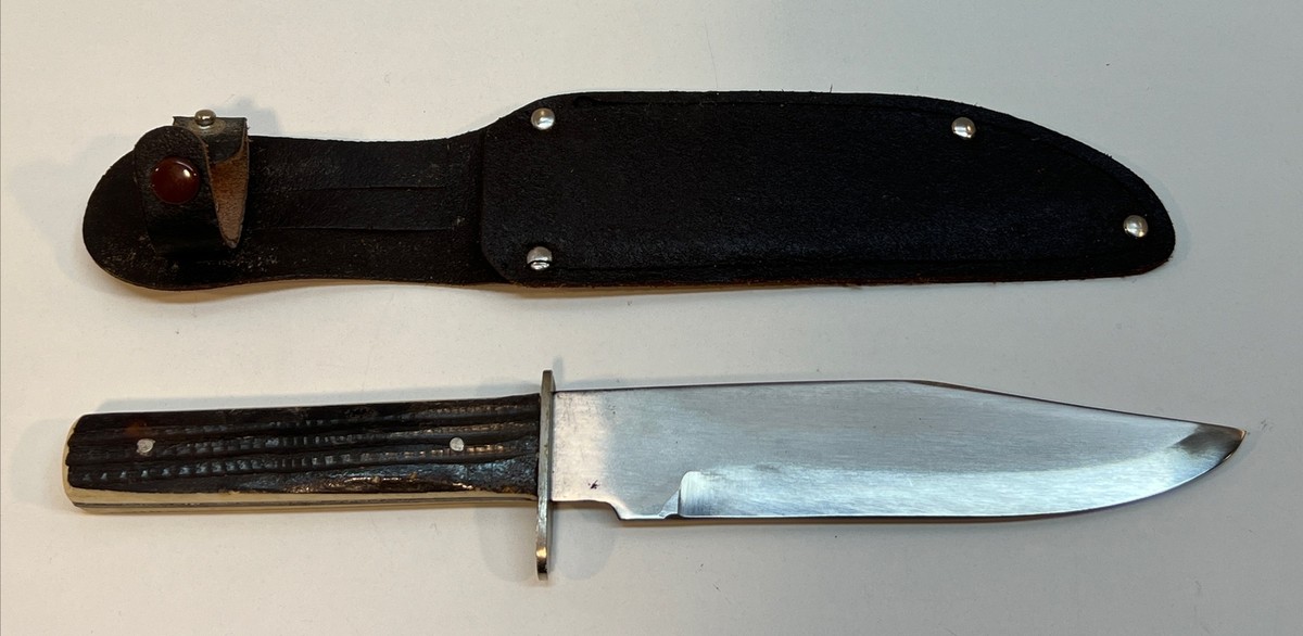 Vtg Original Bowie Knife Sabre Japan 31 Stag Bone Handle 10 Vtg Original Bowie Knife Sabre Japan 31 Stag Bone Handle 10