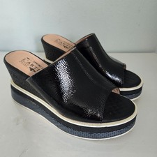 L’Artiste Spring Step Alurrin Wedge Sandals 5.5-6 Black Patent Leather Preppy 