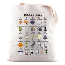 Spooky Season Gift, Spooky ABCs Tote Bag, Halloween Theme, Trick or Treat