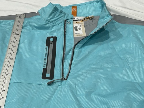 Peter Millar Men's Beach Glass / Gale Grey Print Elite Hybrid Half-Zip SZ XXL - Picture 5 of 7