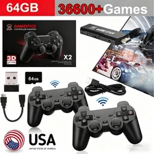 64G X2 Game Stick Retro Game Console 4K HD 2.4G Wireless Controller 36000+ Games