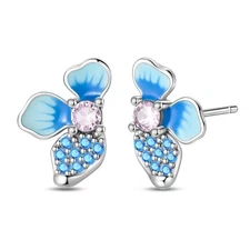 KUNSIR 925 Sterling Silver Petal Stud Earrings for Women Girls Birthday Gifts