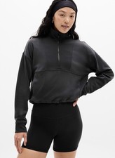 Athleta Seasoft rib 1/4 zip popover- small- black- nwt