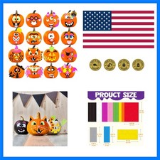 16 Packs Halloween Pumpkin Decorating Stickers, Foam Craft Kit, Halloween Par...