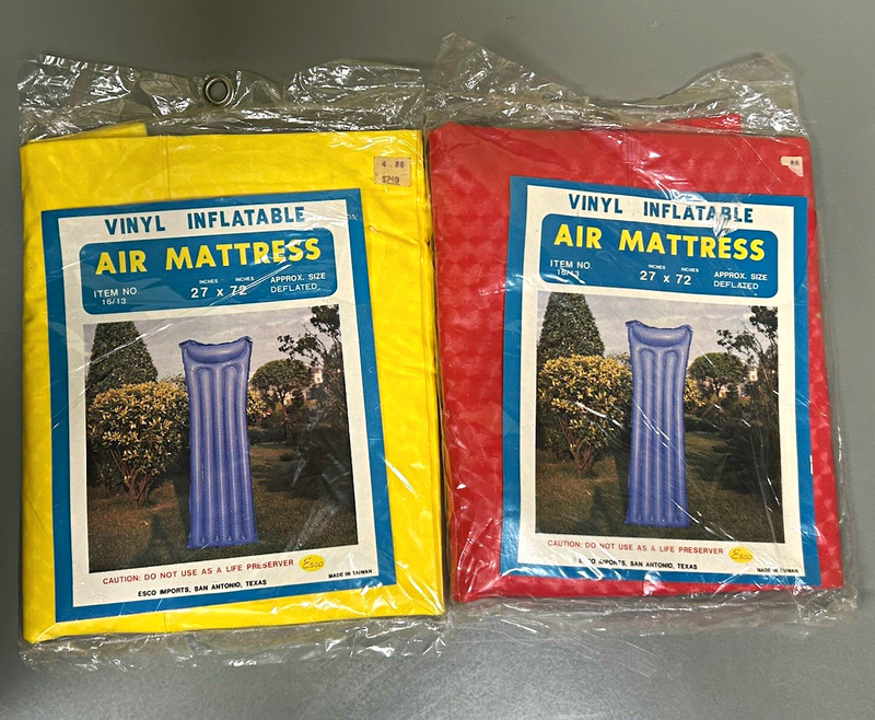 2 Vinyl Inflatable Air Mattres Soft 27”x72” 1 Red 1 Yellow