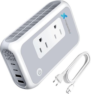 250W Voltage Converter 220V to 110V US to Europe Step Down 2 AC 2 USB-A 2 USB-C