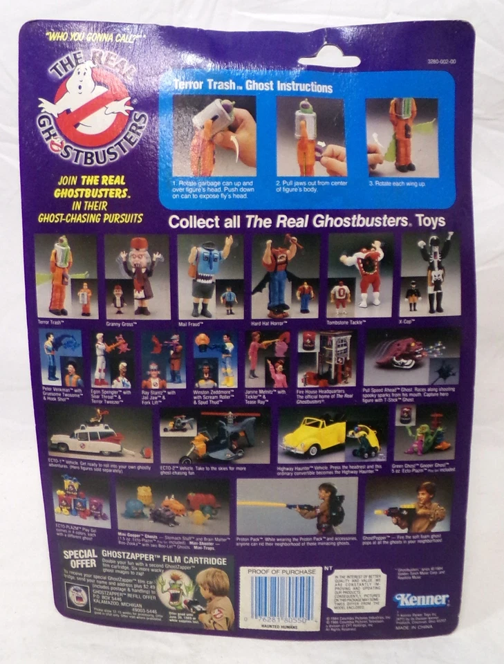 Vintage Kenner Real Ghostbusters Haunted Humans Terror Trash Ghost Damaged Card - Image 3 of 4