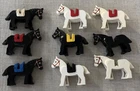 Lego Vintage Castle Knights Lot Of 9 Horses W/7 Saddles