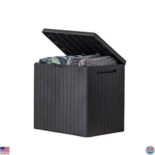 30 Gallon Resin Outdoor Storage Box & Patio Side Table - Dark Grey