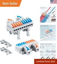 6Pcs DIN Rail Terminal Blocks Quick Connect for 28-12AWG Wire, Flame-Retardant