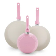 GreenPan Rio 3pk (7", 9.5" & 11") Ceramic Nonstick Frypan Set Blush