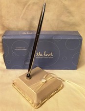 BEVERLY CLARK TIE THE KNOT PEN & BASE SET OFF WHITE / IVORY OTHER MULTIPLE USES!