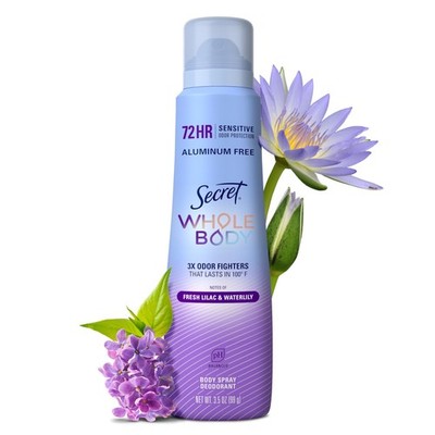 Aluminum Free Whole Body Deodorant Spray for Women, 72hr Sensitive Freshness ...