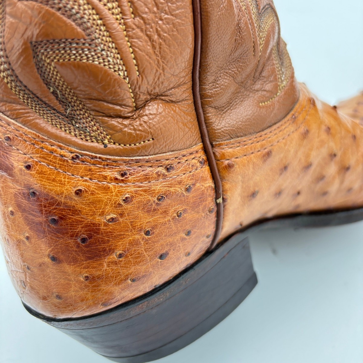 Vintage 70s Nocona Ostrich Cognac Leather Boots Men