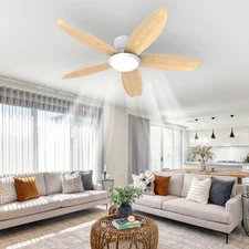 42" Modern Ceiling Fan LED Light Low Profile White Fixture Remote APP Control