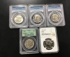 5-SILVER PROOF & SAMPLE 50C Kennedy Silver Half Dollars PCGS/NGC LOT PR-69-70-64