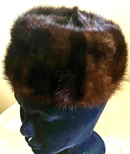 VINTAGE BROWN MINK FUR PILLBOX SOFT HAT  22  Circ.