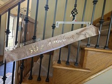 Gold '50  Fabulous' Birthday Sash for Women with Pearl Pin